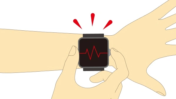 ウェアラブル端末による心電図測定のイメージ