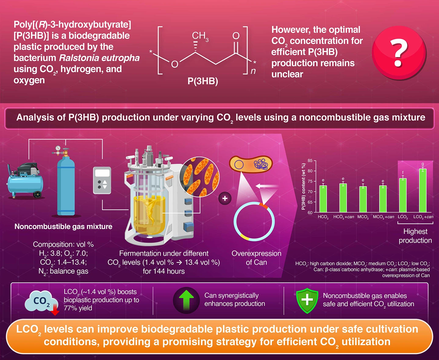 Impact of Low CO2 Concentration on Autotrophic Production of Poly[(R)‑3-hydroxybutyrate] by Ralstonia eutropha H16 and Synergistic Effect of Carbonic Anhydrase